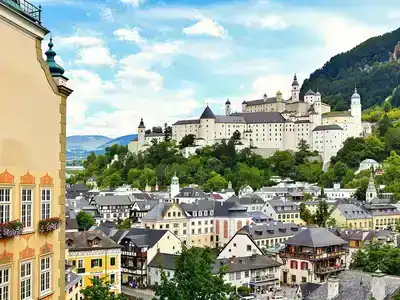 Historic buildings and streets of Salzburg’s Old Town.