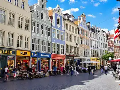 Colorful shopping scene in Brussels with people enjoying.