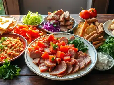 Photograph of traditional Bosnian dishes on a table.