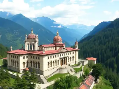 Rila Monastery in the mountains of Bulgaria.