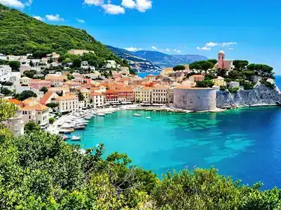 Scenic coastline and greenery of Dubrovnik, Croatia.