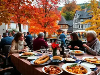 Czech dishes on a table in a scenic setting.