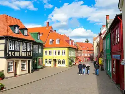 Charming streets and historic buildings in Den Gamle By.