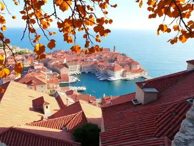 Scenic view of Dubrovnik’s city walls and rooftops.