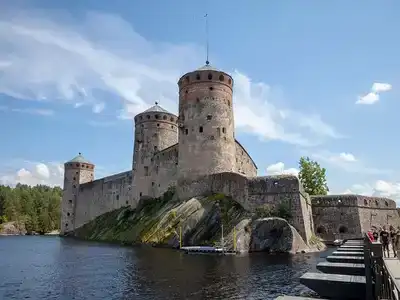 Olavinlinna Castle voerlooking the moat