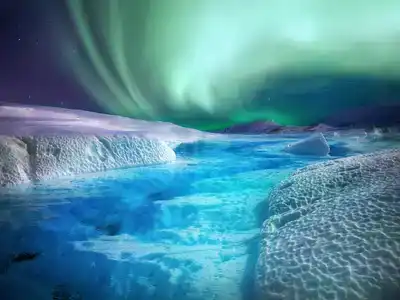 Northern Lights viewed from a glacier