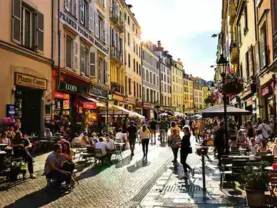 Outdoor cafes and local markets in charming Lyon.