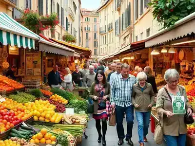 Colorful local market in Nice with fresh produce and crafts.