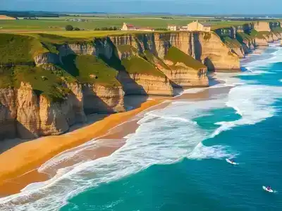 Surfers catching waves on the beautiful Atlantic coast.