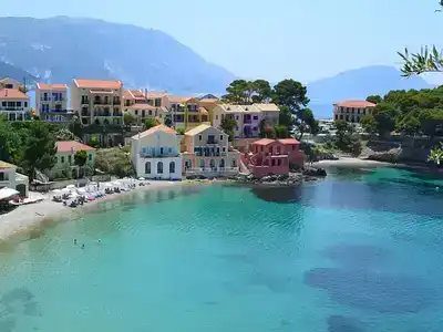 Kefalonia bay with a mountain backdrop