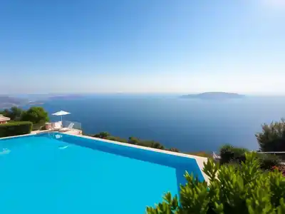 Luxurious infinity pool with sea view in Greece.