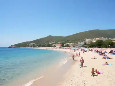 Family enjoying a beach vacation at a Greek resort.