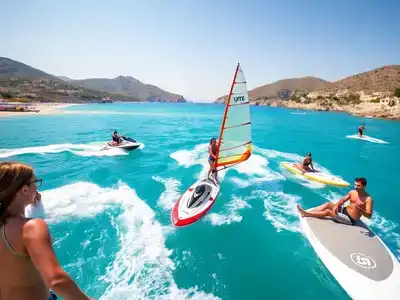 People engaged in water sports activities in Greece