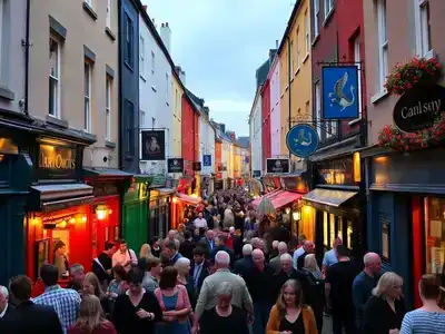 Colorful storefronts and lively pubs in Galway.