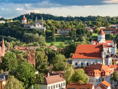 Lithuania Vilnius view to the old town from Gediminas tower