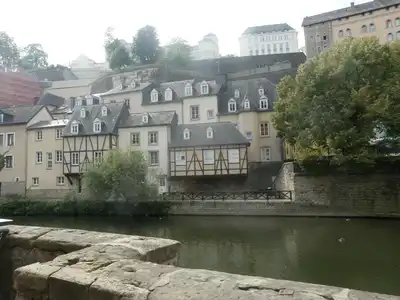 Scott’s pub Luxembourg taken from the oposite side of the river