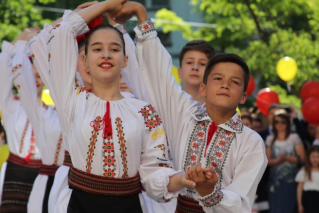 Moldovan children doing a traditional dance.