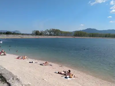 Sunbathers around Krupac Lake Montenegro