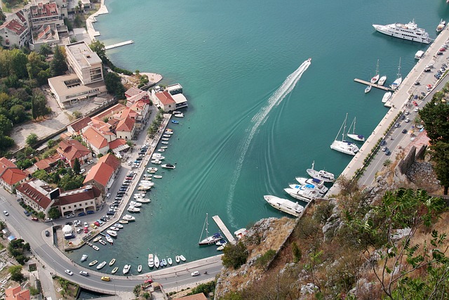 Arial view of Kotor, Port, Montenegro