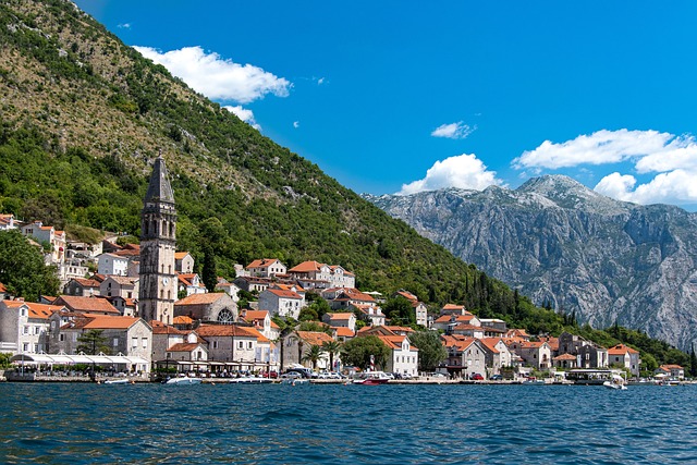 Bay of Kotor, Parast, Montenegro. Viewed from the sea