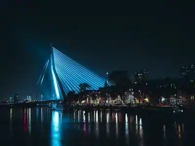 Rotterdam city skyline at night