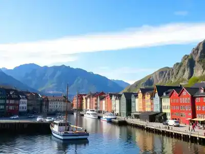 Colorful wooden houses along Bergen’s scenic harbor.