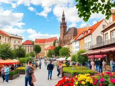 Krakow’s historic architecture with couples enjoying cultural activities.