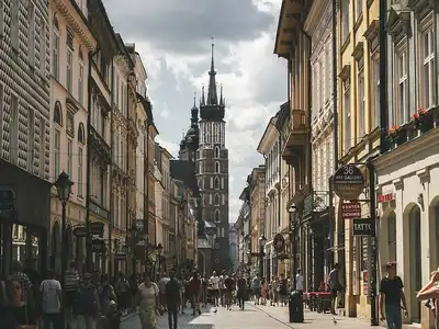 The twin towers of St. Mary’s Basilica, Krakow, Poland