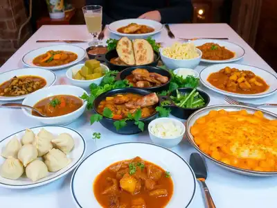 Traditional Polish dishes on a rustic table setting.