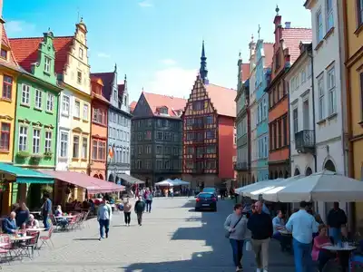 Colorful historic buildings and lively cafes in Wroclaw.