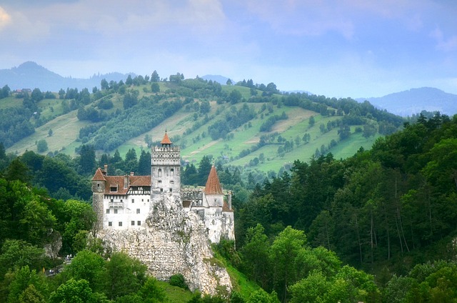 Bran Castle, the home of Dracula, set in a landscape setting