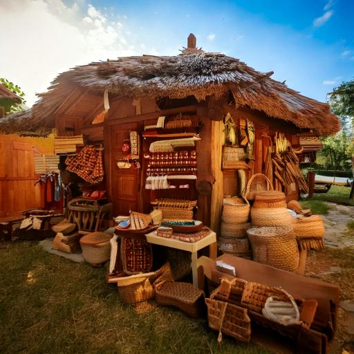 A tradition Serbian shop with thatched roof