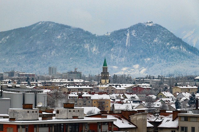 Ljubljana, Slovenia, with mountains in the background