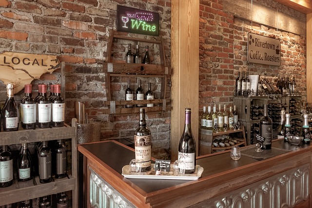 Wine bar with two bottles of wine 