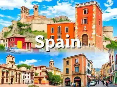 Collage of Spain's historic architecture and cultural landmarks.