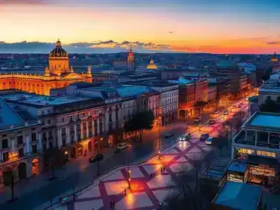 Lovely Madrid skyline with famous landmarks and modern vibrant streets.