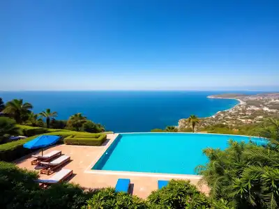 Infinity pool with ocean view in Spain's luxury resort.