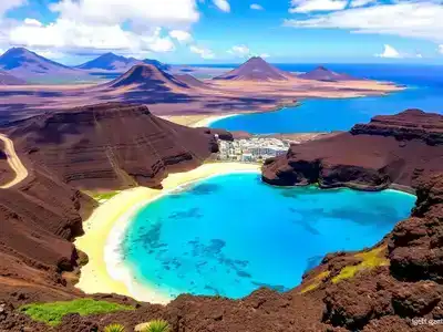 Lanzarote’s volcanic landscape and beautiful beach scenery.