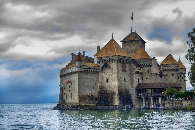 Château de Chillon on the picturesque shores of Lake Geneva