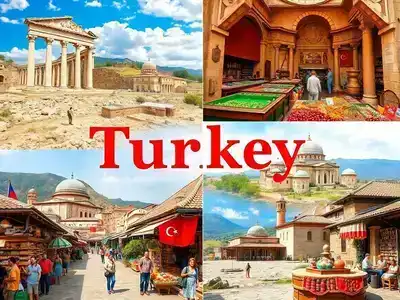 A collage of Turkey's historical sites and cultural elements.